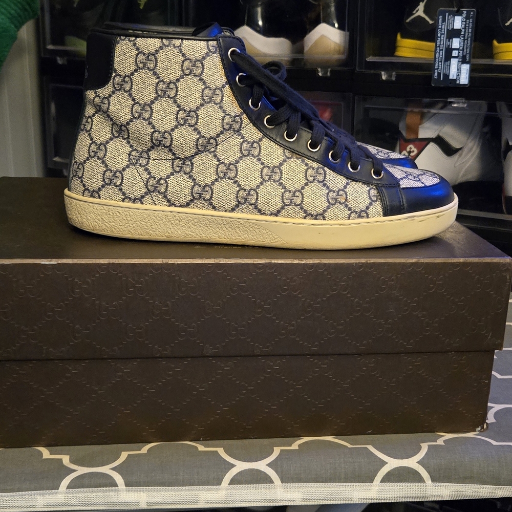 Gucci Blue and Beige High-Top Sneakers